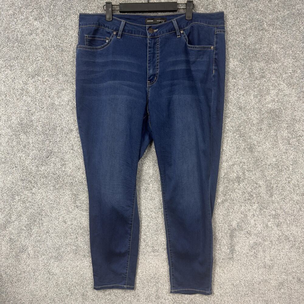 Royalty For Me Skinny Jeans 2X Plus 38x27 Blue Stretch Denim Minimalist Chic